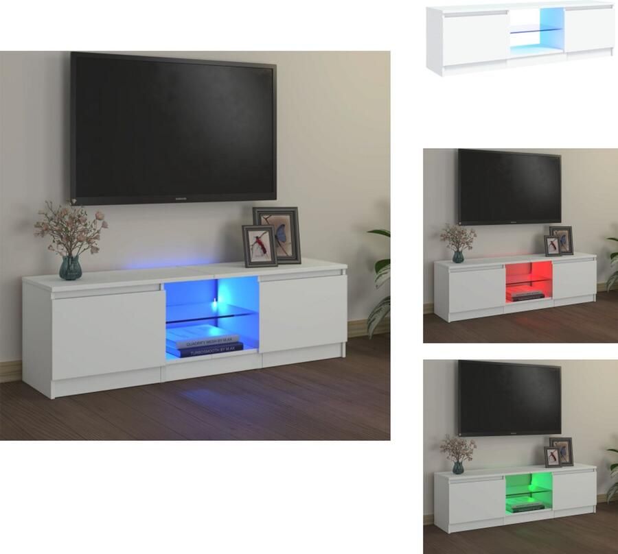 VidaXL Tv-kast Tv-kasten Televisiekast Televisiekasten Tv-meubel met LED-verlichting 120x30x35 5 cm wit