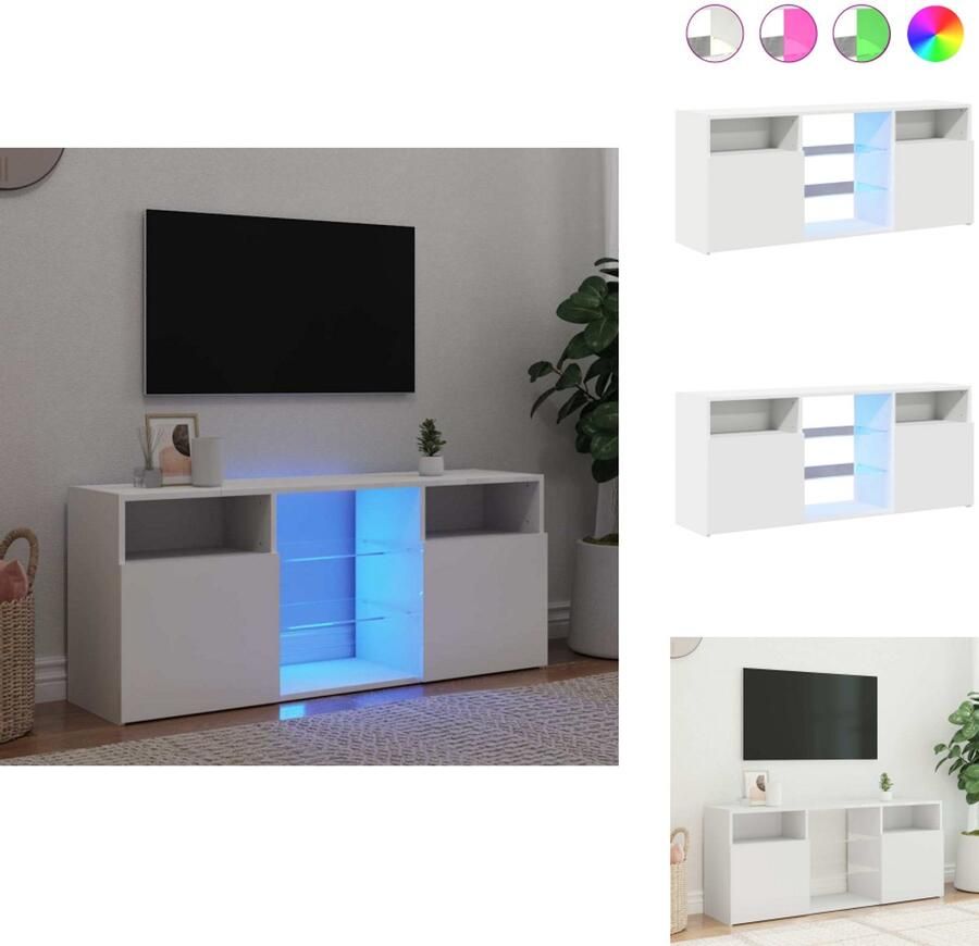 VidaXL Tv-kast Tv-kasten Televisiekast Televisiekasten Tv-meubel met LED-verlichting 120x30x50 cm wit - Foto 2