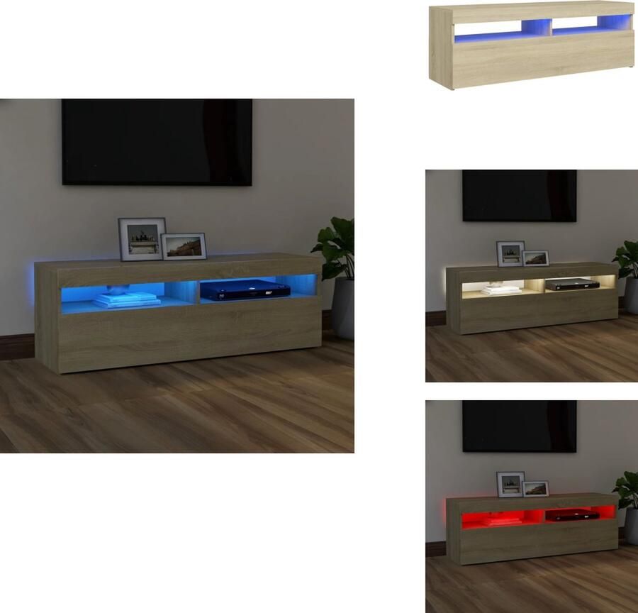 VidaXL Tv-kast Tv-kasten Televisiekast Televisiekasten Tv-meubel met LED-verlichting 120x35x40 cm sonoma eikenkleurig