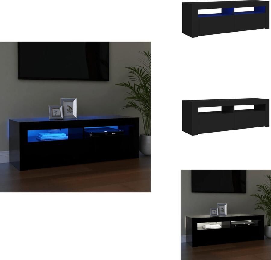 VidaXL Tv-kast Tv-kasten Televisiekast Televisiekasten Tv-meubel met LED-verlichting 120x35x40 cm zwart - Foto 2