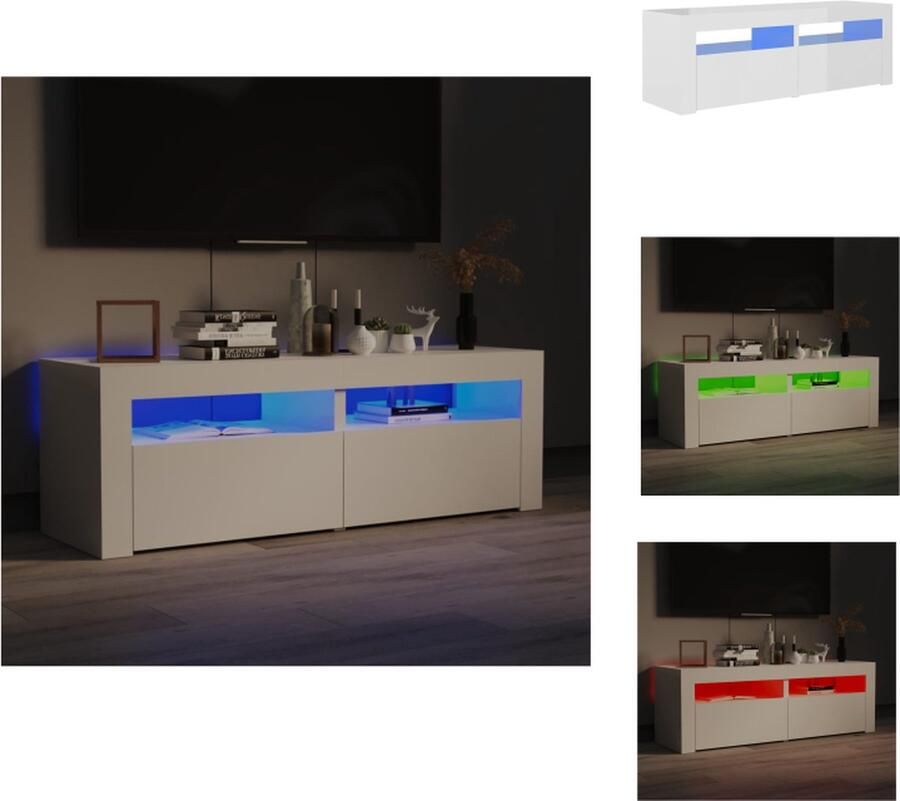 VidaXL Tv-kast Tv-kasten Televisiekast Televisiekasten Tv-meubel met LED-verlichting 120x35x40 cm hoogglans wit