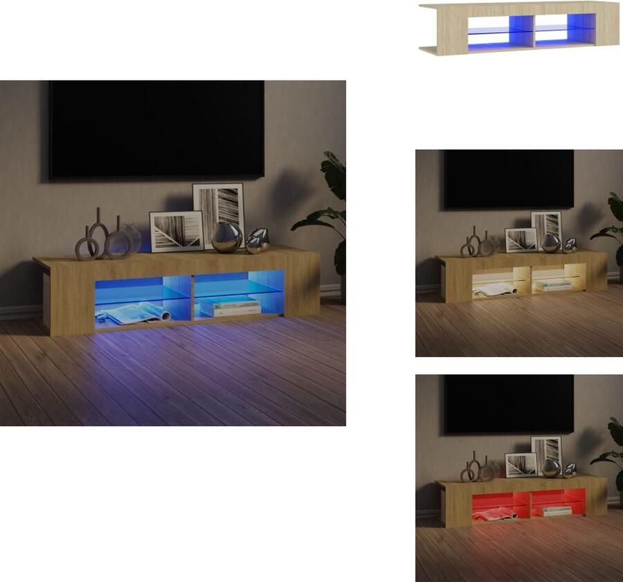 VidaXL Tv-kast Tv-kasten Televisiekast Televisiekasten Tv-meubel met LED-verlichting 135x39x30 cm sonoma eikenkleurig