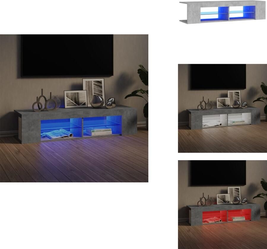 VidaXL Tv-kast Tv-kasten Televisiekast Televisiekasten Tv-meubel met LED-verlichting 135x39x30 cm betongrijs
