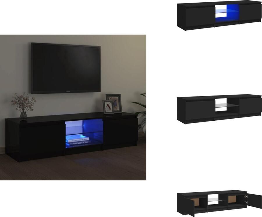 VidaXL Tv-kast Tv-kasten Televisiekast Televisiekasten Tv-meubel met LED-verlichting 140x40x35 5 cm zwart
