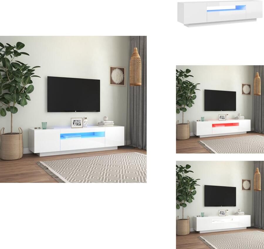 VidaXL Tv-kast Tv-kasten Televisiekast Televisiekasten Tv-meubel met LED-verlichting 160x35x40 cm hoogglans wit