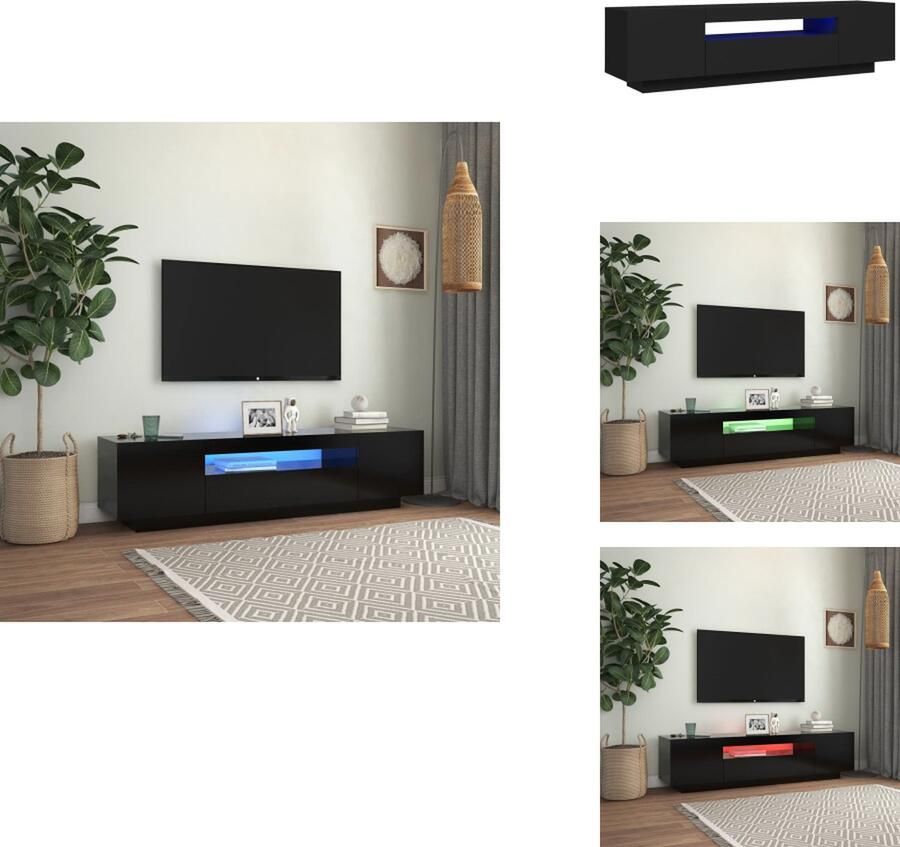 VidaXL Tv-kast Tv-kasten Televisiekast Televisiekasten Tv-meubel met LED-verlichting 160x35x40 cm zwart