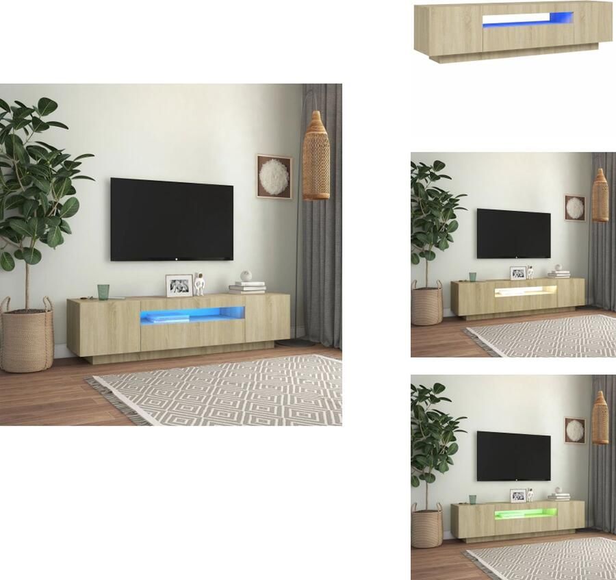 VidaXL Tv-kast Tv-kasten Televisiekast Televisiekasten Tv-meubel met LED-verlichting 160x35x40 cm sonoma eikenkleurig