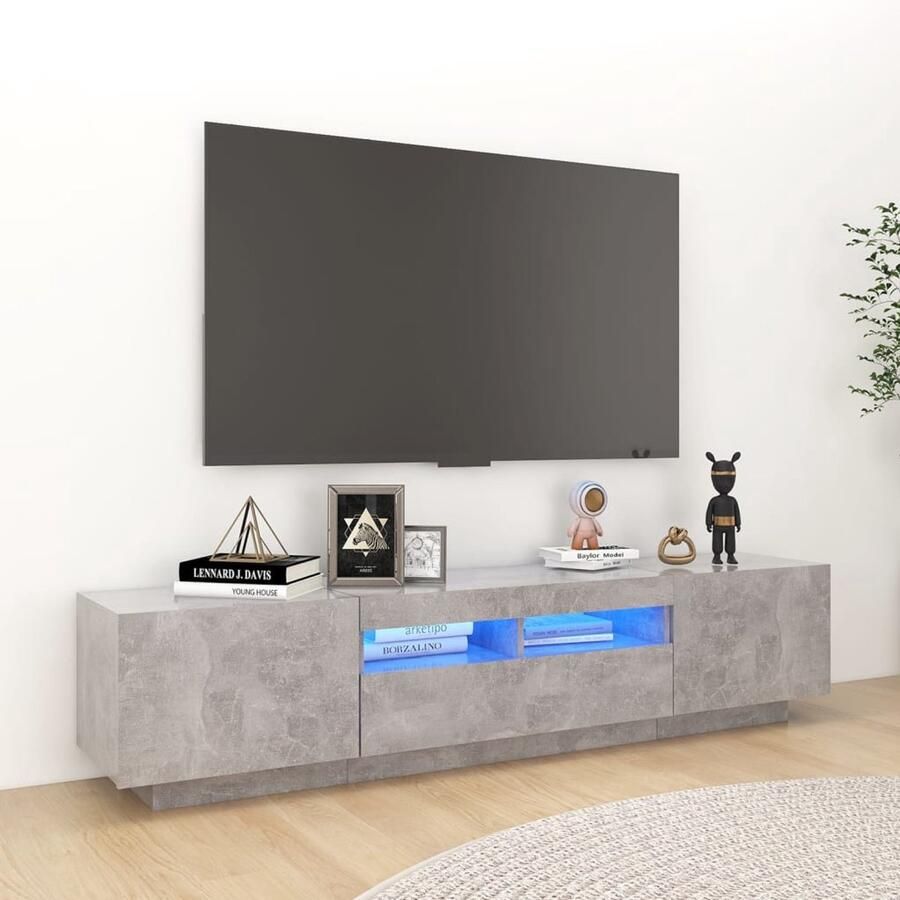 VidaXL Tv-kast Tv-kasten Televisiekast Televisiekasten Tv-meubel met LED-verlichting 180x35x40 cm betongrijs
