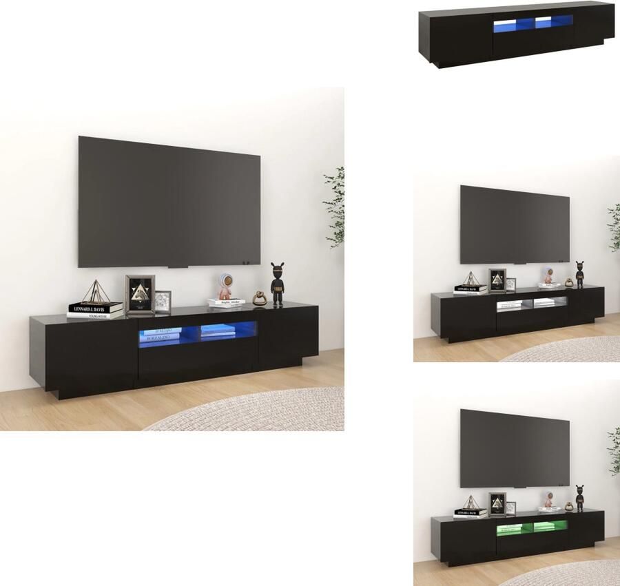 VidaXL Tv-kast Tv-kasten Televisiekast Televisiekasten Tv-meubel met LED-verlichting 180x35x40 cm zwart