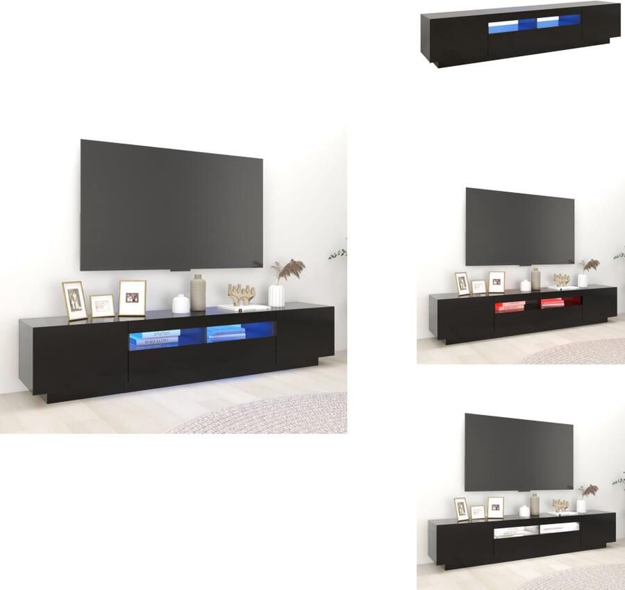 VidaXL Tv-kast Tv-kasten Televisiekast Televisiekasten Tv-meubel met LED-verlichting 200x35x40 cm zwart