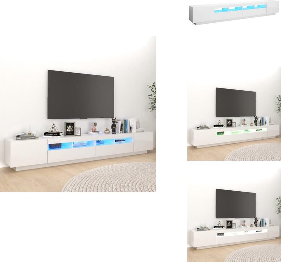 VidaXL Tv-kast Tv-kasten Televisiekast Televisiekasten Tv-meubel met LED-verlichting 260x35x40 cm hoogglans wit