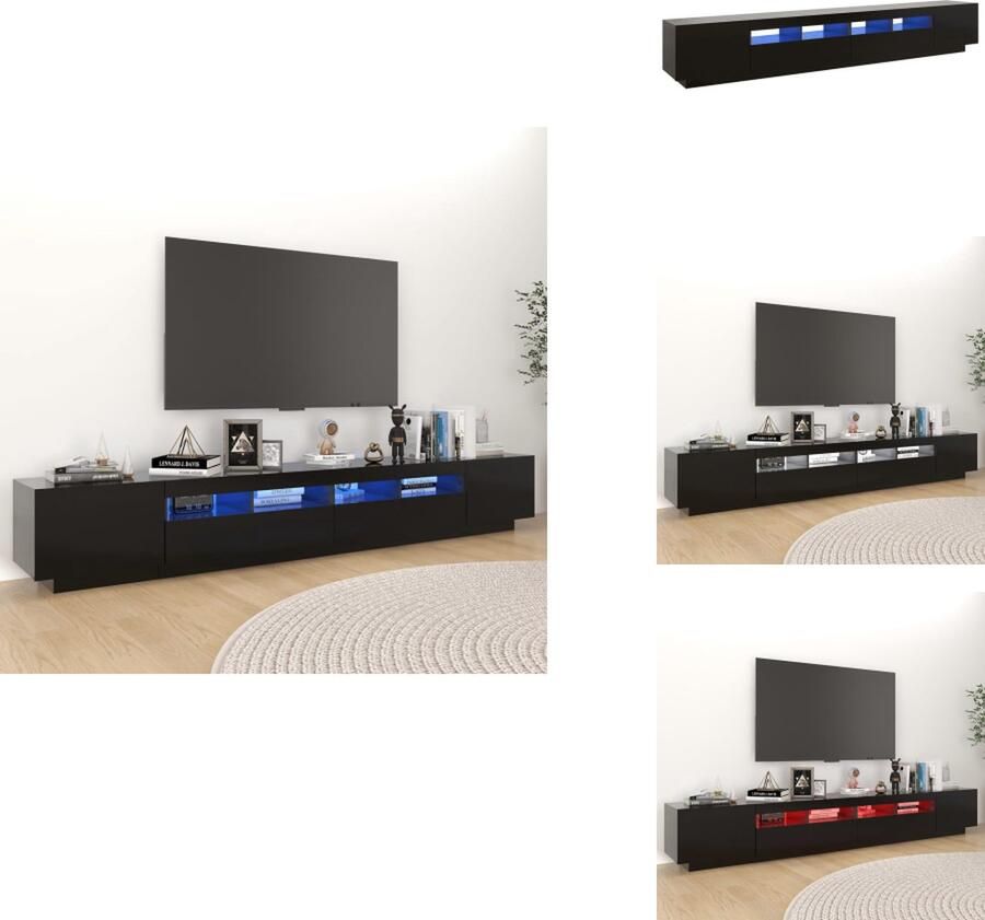 VidaXL Tv-kast Tv-kasten Televisiekast Televisiekasten Tv-meubel met LED-verlichting 260x35x40 cm zwart