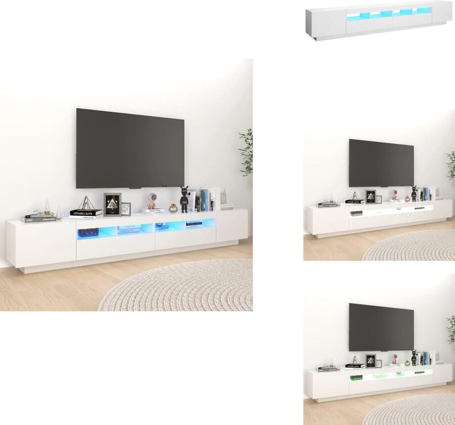 VidaXL Tv-kast Tv-kasten Televisiekast Televisiekasten Tv-meubel met LED-verlichting 260x35x40 cm wit