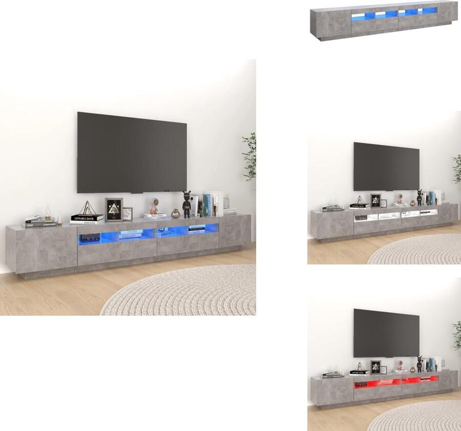 VidaXL Tv-kast Tv-kasten Televisiekast Televisiekasten Tv-meubel met LED-verlichting 260x35x40 cm betongrijs