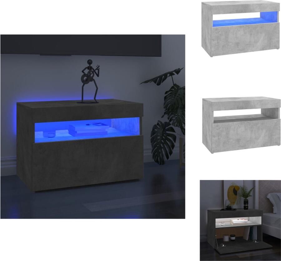 VidaXL Tv-kast Tv-kasten Televisiekast Televisiekasten Tv-meubel met LED-verlichting 60x35x40 cm betongrijs