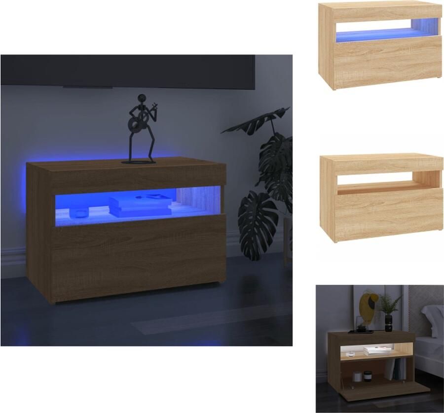VidaXL Tv-kast Tv-kasten Televisiekast Televisiekasten Tv-meubel met LED-verlichting 60x35x40 cm sonoma eikenkleurig