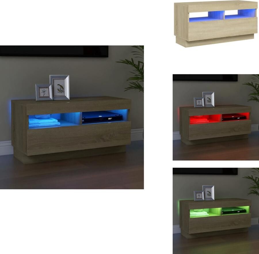 VidaXL Tv-kast Tv-kasten Televisiekast Televisiekasten Tv-meubel met LED-verlichting 80x35x40 cm sonoma eikenkleurig