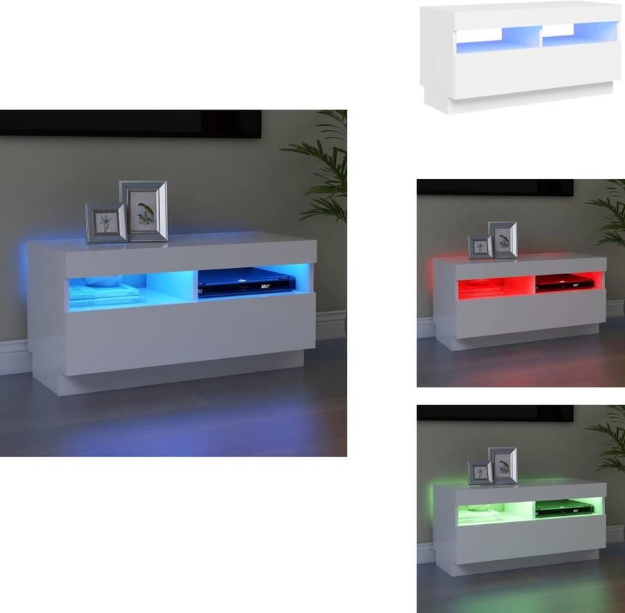 VidaXL Tv-kast Tv-kasten Televisiekast Televisiekasten Tv-meubel met LED-verlichting 80x35x40 cm wit