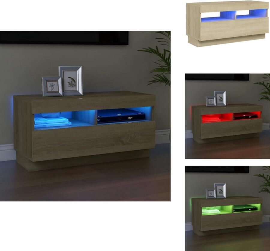 VidaXL Tv-kast Tv-kasten Televisiekast Televisiekasten Tv-meubel met LED-verlichting 80x35x40 cm sonoma eikenkleurig - Foto 2