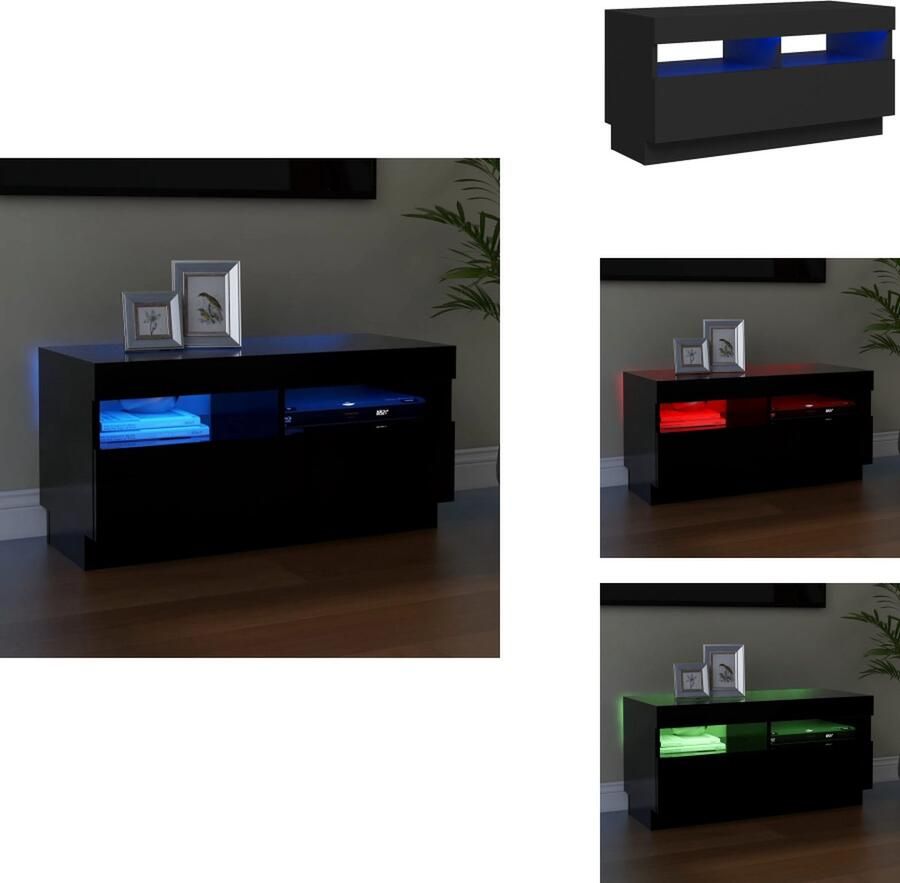 VidaXL Tv-kast Tv-kasten Televisiekast Televisiekasten Tv-meubel met LED-verlichting 80x35x40 cm zwart