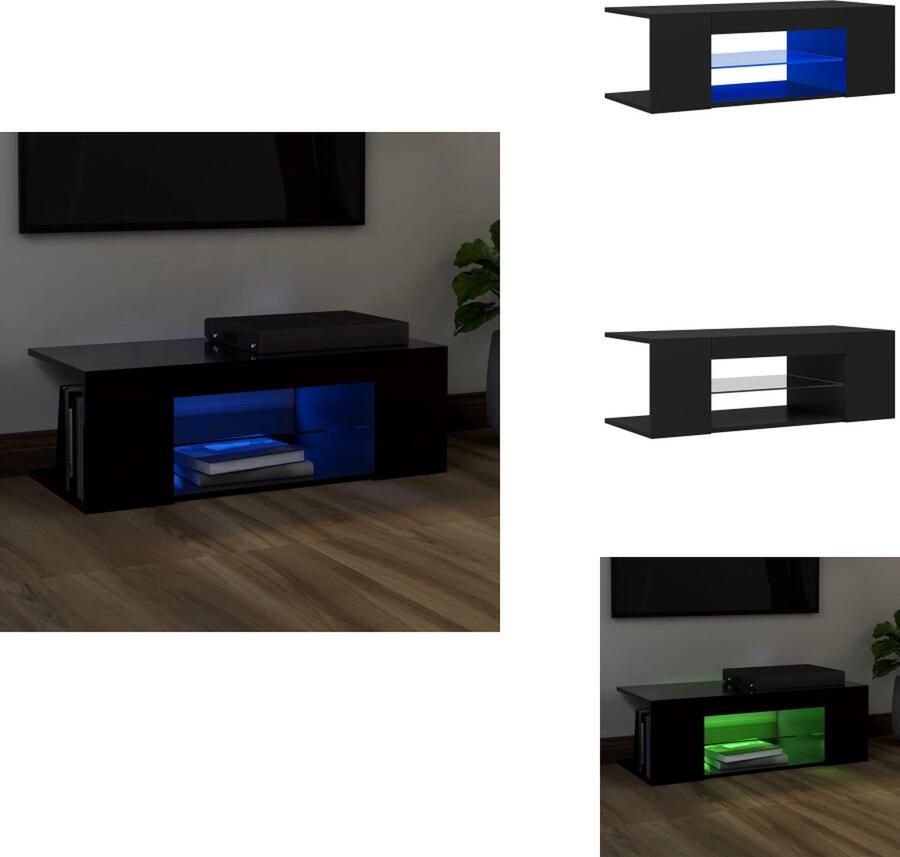 VidaXL Tv-kast Tv-kasten Televisiekast Televisiekasten Tv-meubel met LED-verlichting 90x39x30 cm zwart