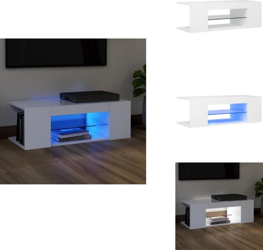 VidaXL Tv-kast Tv-kasten Televisiekast Televisiekasten Tv-meubel met LED-verlichting 90x39x30 cm wit