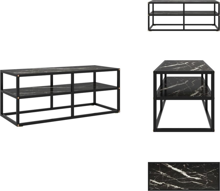 VidaXL Tv-kast Tv-kasten Televisiekast Televisiekasten Tv-meubel met zwart marmerglas 100x40x40 cm zwart