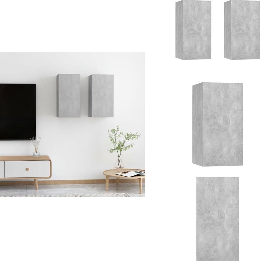 VidaXL Tv-kast Tv-kasten Televisiekast Televisiekasten Tv-meubelen 2 st 30 5x30x60 cm bewerkt hout betongrijs