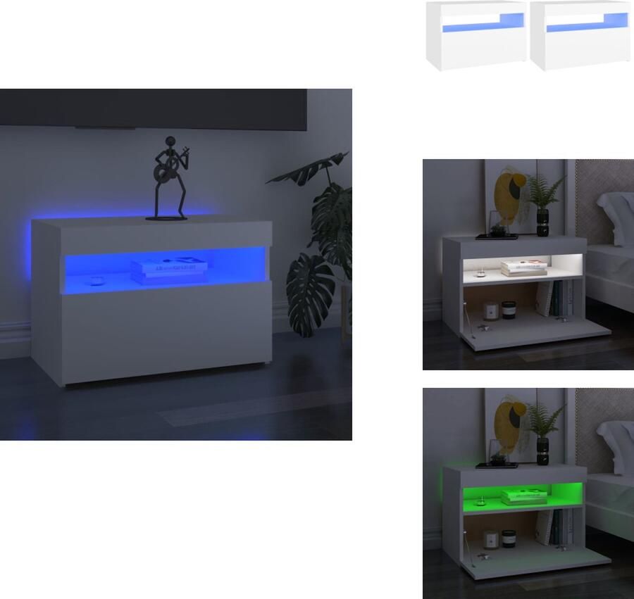 VidaXL Tv-kast Tv-kasten Televisiekast Televisiekasten Tv-meubelen 2 st met LED-verlichting 60x35x40 cm wit