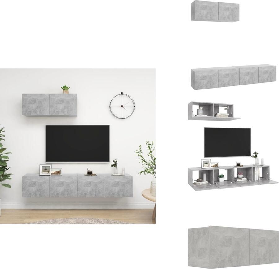 VidaXL Tv-kast Tv-kasten Televisiekast Televisiekasten Tv-meubelen 3 st bewerkt hout betongrijs - Foto 1