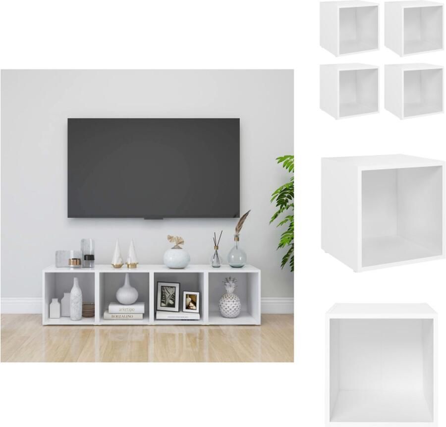 VidaXL Tv-kast Tv-kasten Televisiekast Televisiekasten Tv-meubelen 4 st 37x35x37 cm bewerkt hout wit