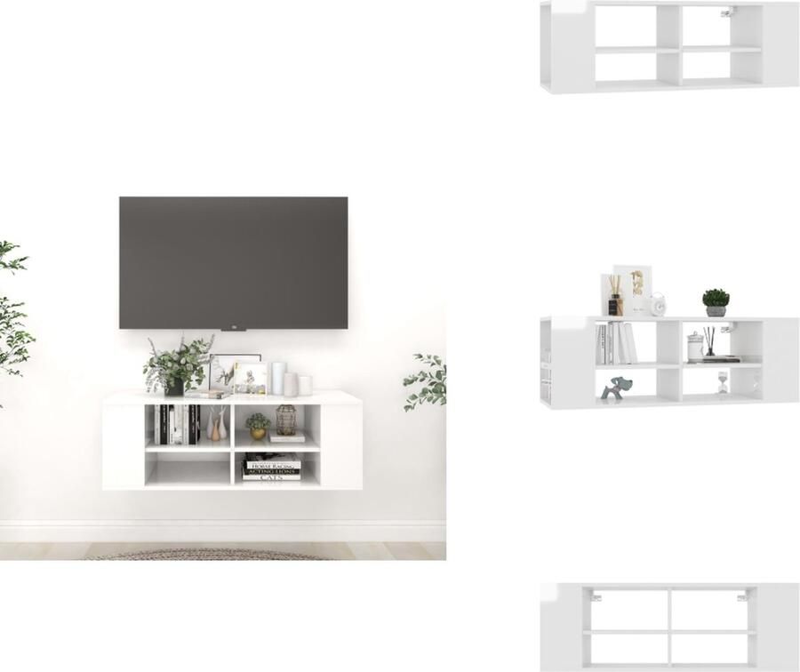 VidaXL Tv-kast Tv-kasten Televisiekast Televisiekasten Tv-wandmeubel 102x35x35 cm bewerkt hout hoogglans wit