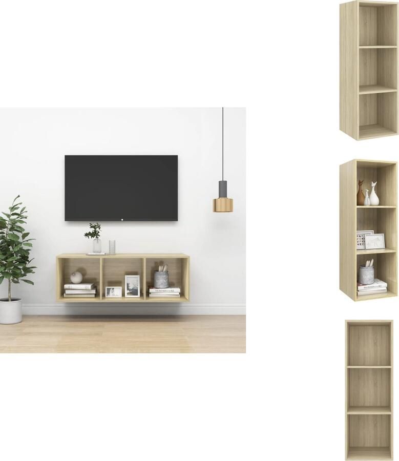 VidaXL Tv-kast Tv-kasten Televisiekast Televisiekasten Tv-wandmeubel 37x37x107 cm bewerkt hout sonoma eikenkleurig