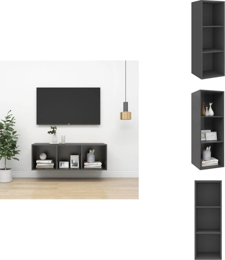 VidaXL Tv-kast Tv-kasten Televisiekast Televisiekasten Tv-wandmeubel 37x37x107 cm bewerkt hout grijs
