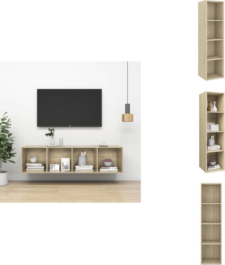 VidaXL Tv-kast Tv-kasten Televisiekast Televisiekasten Tv-wandmeubel 37x37x142 5 cm bewerkt hout sonoma eikenkleurig