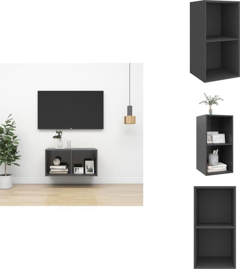 VidaXL Tv-kast Tv-kasten Televisiekast Televisiekasten Tv-wandmeubel 37x37x72 cm bewerkt hout grijs