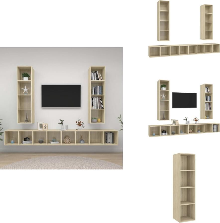 VidaXL Tv-kast Tv-kasten Televisiekast Televisiekasten Tv-wandmeubelen 4 st bewerkt hout sonoma eikenkleurig