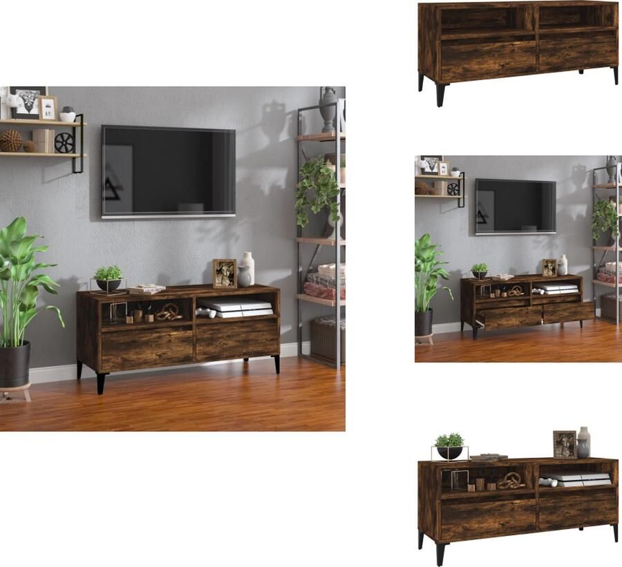 VidaXL Tv-kast Tv-kasten Tv Kast Tv Meubel Tv-meubel 100x34 5x44 5 cm bewerkt hout gerookt eikenkleurig
