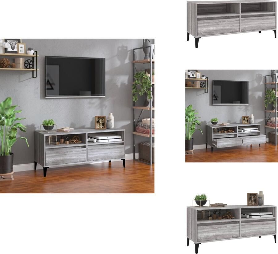 VidaXL Tv-kast Tv-kasten Tv Kast Tv Meubel Tv-meubel 100x34 5x44 5 cm bewerkt hout grijs sonoma eikenkleur