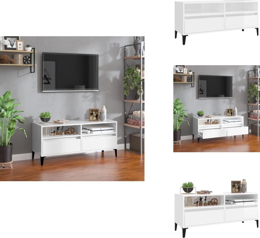 VidaXL Tv-kast Tv-kasten Tv Kast Tv Meubel Tv-meubel 100x34 5x44 5 cm bewerkt hout hoogglans wit