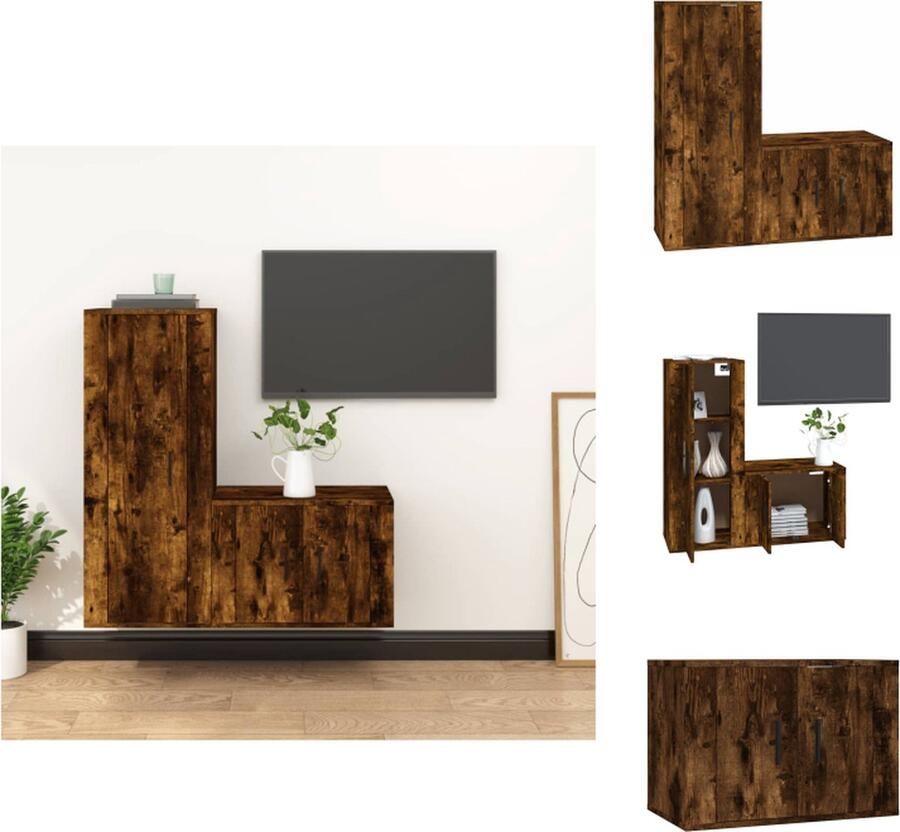 VidaXL Tv-kast Tv-kasten Tv-meubel Hifi-meubel 2-delige Tv-meubelset bewerkt hout gerookt eikenkleurig