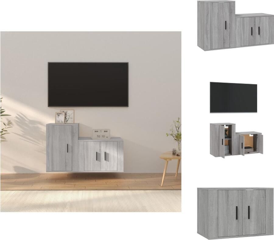VidaXL TV-meubelset Klassiek Wandgemonteerd Grijs Sonoma Eiken 57 x 34.5 x 40 cm 40 x 34.5 x 60 cm Hoogwaardig Materiaal Kast - Foto 5