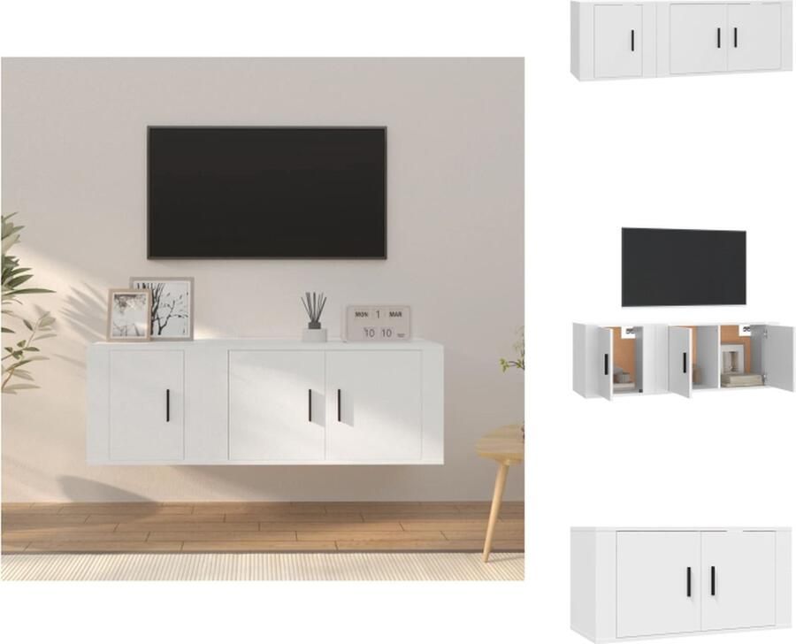 VidaXL Klassieke televisiekast set TV-meubel 80x34.5x40cm TV-meubel 40x34.5x40cm Wit Kast
