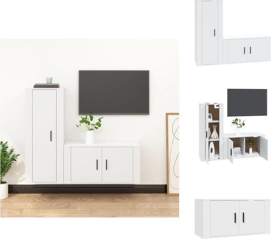 VidaXL Tv-kast Tv-kasten Tv-meubel Hifi-meubel 2-delige Tv-meubelset bewerkt hout wit