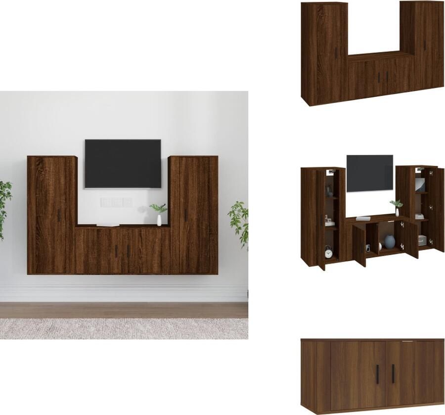 VidaXL Klassieke televisiekastenset tv-meubel 40 x 34.5 x 100 cm tv-meubel 80 x 34.5 x 40 cm bruineiken Kast