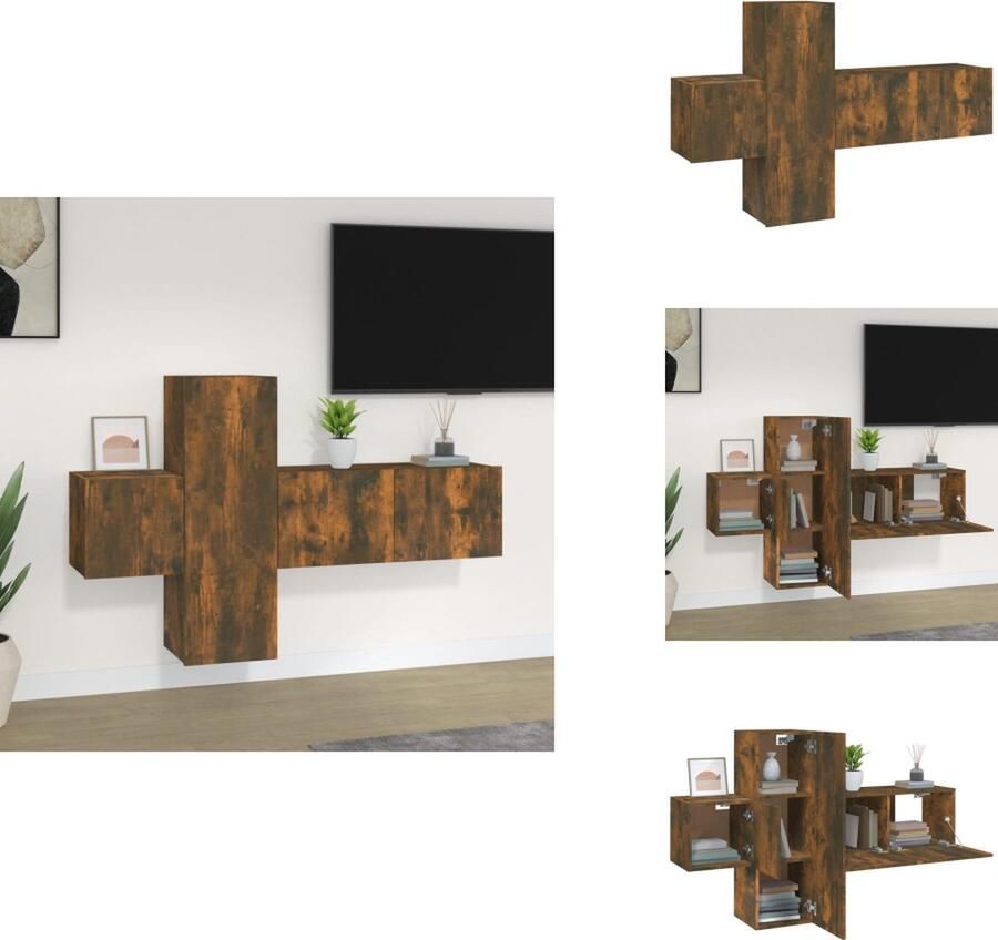 VidaXL Klassieke Televisiekastenset TV-meubel Wandgemonteerd 80x30x30 cm 30.5x30x90 cm 30.5x30x30 cm Kast