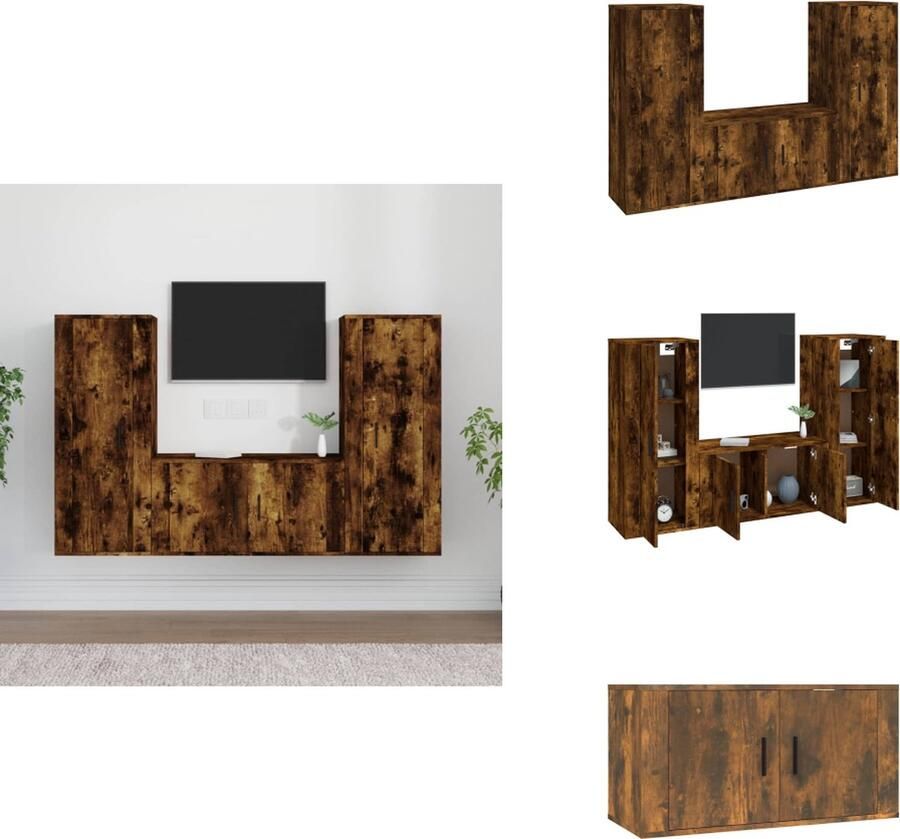 VidaXL Tv-kast Tv-kasten Tv-meubel Hifi-meubel 3-delige Tv-meubelset bewerkt hout gerookt eikenkleurig