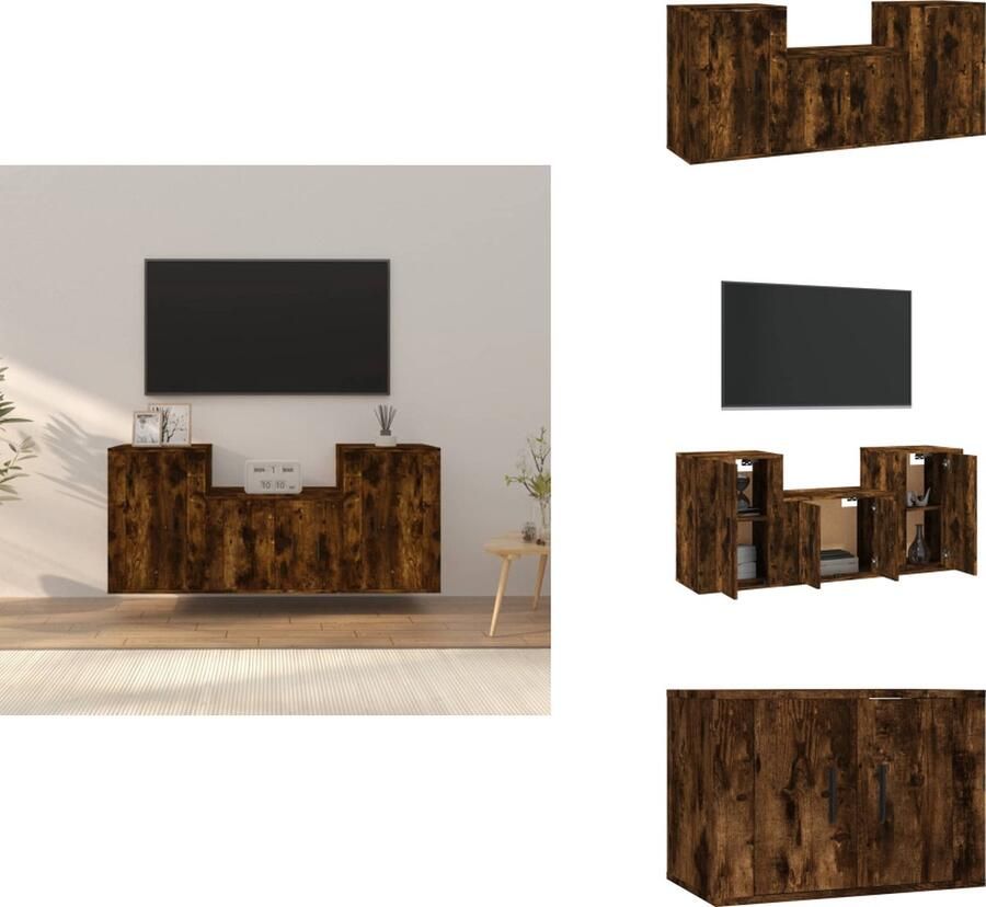 VidaXL Klassieke Televisiekastenset TV-meubel Wandgemonteerd 80x30x30 cm 30.5x30x90 cm 30.5x30x30 cm Kast - Foto 2