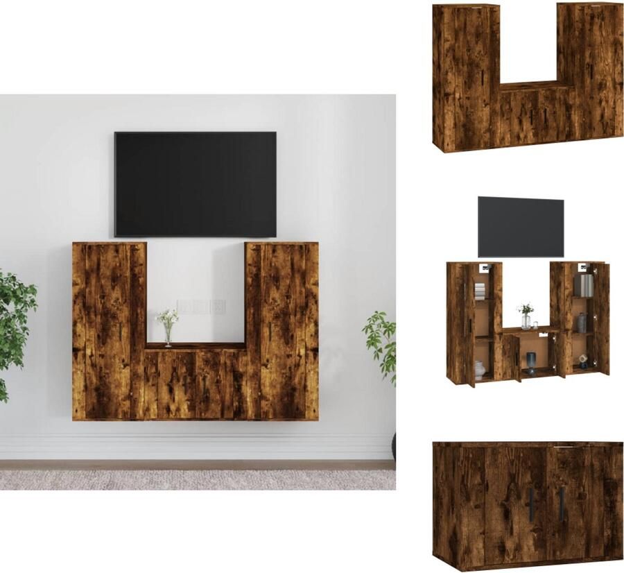 VidaXL Klassieke Televisiekastenset TV-meubel Wandgemonteerd 80x30x30 cm 30.5x30x90 cm 30.5x30x30 cm Kast - Foto 3