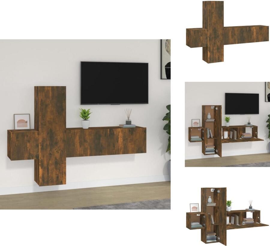 VidaXL Tv-kast Tv-kasten Tv-meubel Hifi-meubel 3-delige Tv-meubelset bewerkt hout gerookt eikenkleurig